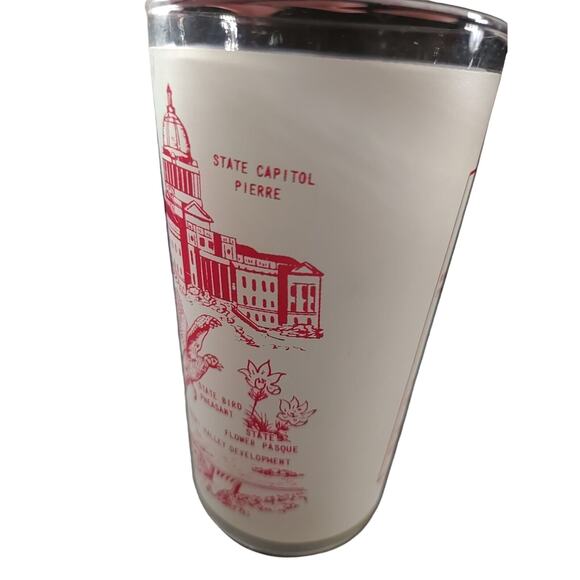 Vintage State Of South Dakota Souvenir Frosted Drinking Glass Hazel Atlas Flaw - Picture 13 of 14
